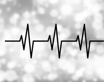 Medical Clipart: Triple Heartbeat / Electrocardiogram / EKG / ECG / Heart Rate Monitor Spike in Bold Black Line - Digital Download svg & png