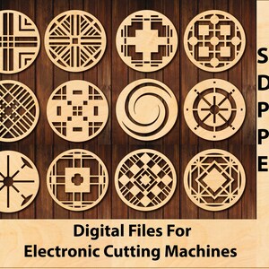 12 Digital Files Coasters for Laser Cut, CNC Cutting, CNC Router, Digital, Vector Files, Instant Download, Dxf, Svg