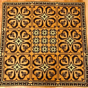 Patrón de ganchillo de manta cuadrada de mosaico del Caballero de Corazones, gráfico de manta de mosaico, patrón de manta de ganchillo