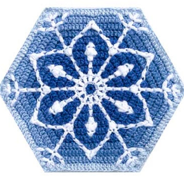 Let It Snow, Snowflake 1, Mosaic Crochet Pattern, Crochet Snowflake, Crochet Snowflake block
