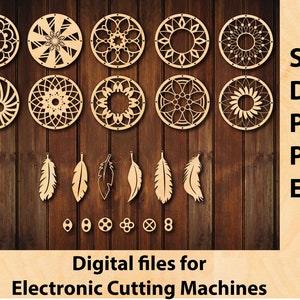 Dreamcatcher Feathers SVG Wycinanie pliku Dekoracja ścienna DXF, Plik do cięcia laserowego, Cricut, Plazma, Szablon CNC, Papiernictwo, Dream Catcher