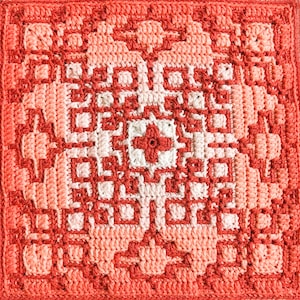 ARABESKI 6 Patrón mosaico crochet cuadrado, Patrón manta mosaico, Patrón mosaico crochet