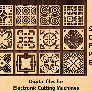 Quadratische Untersetzer SVG, Untersetzer Schablone DXF, Kreis-Wand-Dekor, Papercut Vorlage SVG Dxf Png Eps Laser, Plasma, cnc, schneiden Dateien für Cricut