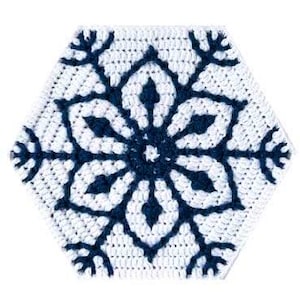 Let It Snow, Schneeflocke 1, Mosaik Häkelanleitung, Gehäkelte Schneeflocke, Block Gehäkelte Schneeflocke