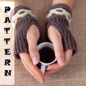 Fingerless Gloves Knitting Pattern, COFFEE BEANS Gloves Knitting instructions