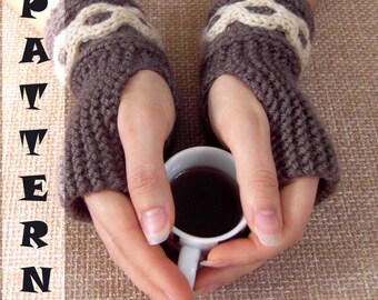 Fingerless Gloves Knitting Pattern, COFFEE BEANS Gloves Knitting instructions