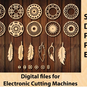 Dreamcatcher Wall Decor SVG, DXF, Fils di taglio laser, Cricut, Plasma, Modello CNC, Scartoffie, Dream Catcher Cut File