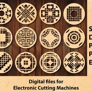 12 SVG Files Coasters for Laser Cut, DXF Cricut Cutting, CNC Router, Digital, Vector Files, Instant Download