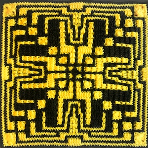 Azulejo Art Deco 2, Patrón de mosaico de crochet cuadrado, Mosaico de crochet cuadrado, Patrón de mosaico de crochet, Mosaico Afgan Block, Patrón de manta de crochet