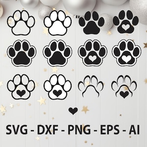 Dog Paw SVG, Animal Paw SVG, Dog Foot Print | svg, dxf, png, pdf, eps, ai | Cricut, Silhouette, Vector, ClipArt | Paw svg file
