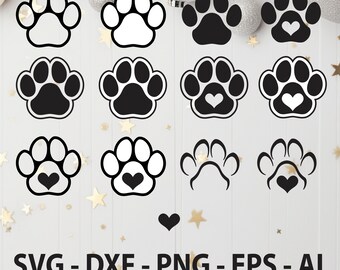 Dog Paw SVG, Animal Paw SVG, Dog Foot Print | svg, dxf, png, pdf, eps, ai | Cricut, Silhouette, Vector, ClipArt | Paw svg file