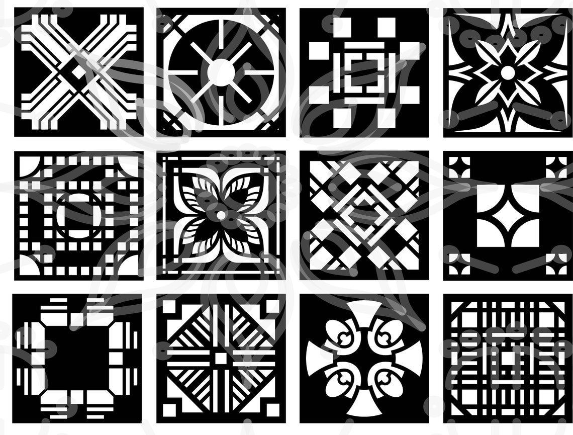 12 Coaster SVG Coasters Stencil DXF Wooden Wall Decor Etsy