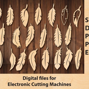 Piume per acchiappasogni, orecchini SVG file di taglio decorazione da parete DXF, file di taglio laser, Cricut, plasma, modello CNC, documenti