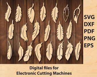 Feathers for Dreamcatcher, Earrings SVG Cutting Files Wall Decor DXF, Laser Cut File, Cricut, Plasma, CNC Template, Paperwork