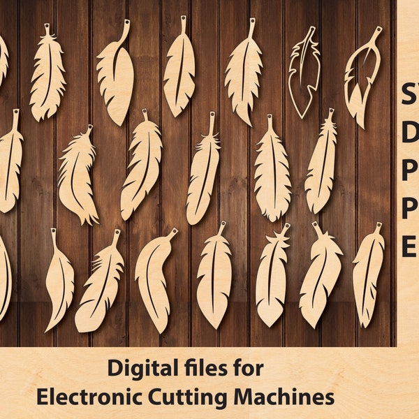 Feathers for Dreamcatcher, Earrings SVG Cutting Files Wall Decor DXF, Laser Cut File, Cricut, Plasma, CNC Template, Paperwork