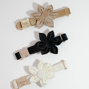Thick Dog Flower Wedding Collar, Personalized Dog Accessories, Custom Dog Owners Gift, White Dog Collar, Green Dog Collar with Name ID Tag