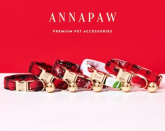 Personalized Red Christmas Cat Collar,Handmade Cat Collar Leash for Christmas Gifts,Ideal Holiday Pet Collar for Family Gifts,Gifts for Kids