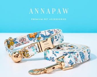Personalized Patterned Cat Collar Leash Set,Handmade Bell Cat Collar Bowtie For Birthday Gifts,Quality  Cat Collar Leash Gift For Her