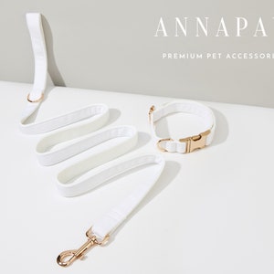 Custom White Velvet Dog Collar Bowtie Set,Handmade Puppy Collar Leash Set,Fancy Dog Collar Leash Bowtie For Wedding Gift,Engraved Dog Collar