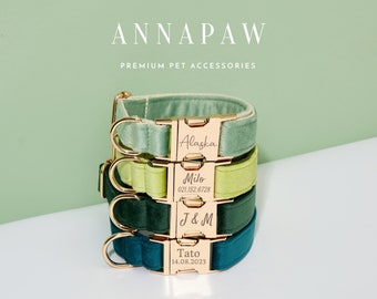 Green Personalized Dog Collar and Lead Set, Custom Dog Collar with Engraved Name,Pet Neckwear and Dog Accessories, Free Shipping