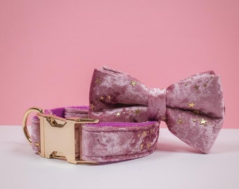 Personalized Pink Dog Collar With Leash,  Fancy Puppy Collar with Name on Metal Buckle, Pet Neckwear and Dog Supplies in Multiple Colour