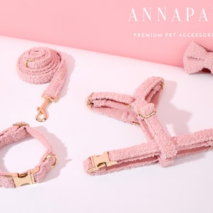 White Personalized Dog Collars on Wedding, Flower Puppy Collar for Dog Lovers Wedding, Free Engraved Name Dog Collar Tag with Custom Name