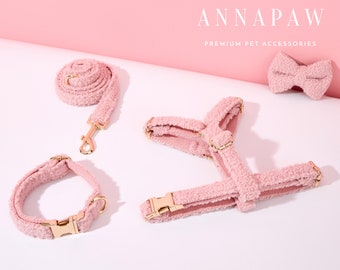 White Personalized Dog Collars on Wedding, Flower Puppy Collar for Dog Lovers Wedding, Free Engraved Name Dog Collar Tag with Custom Name