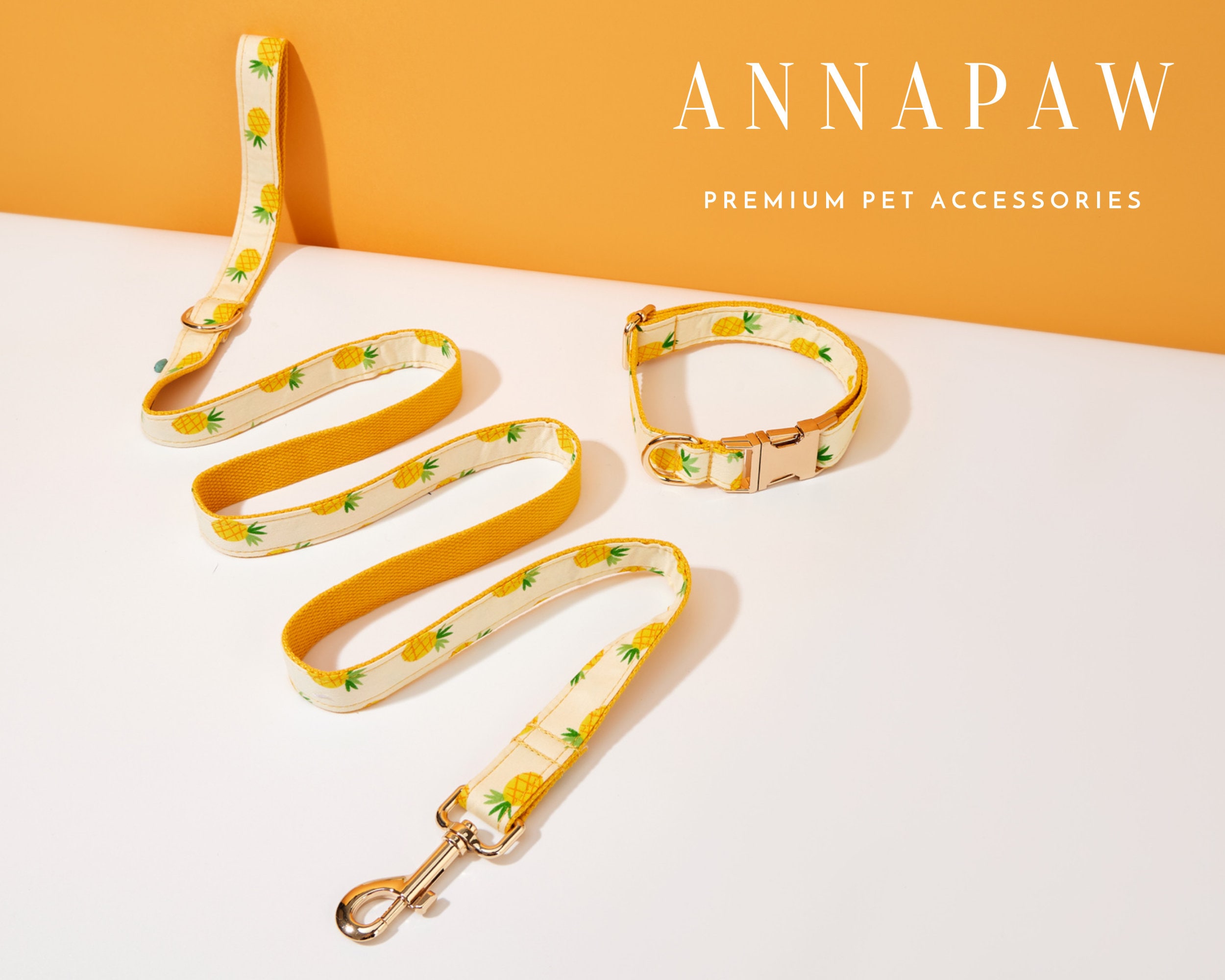 Hundehalsband Mit Abnehmbarer Fliege - Sommerblumen/Ananas Muster Für Kleine Hunde & Welpen