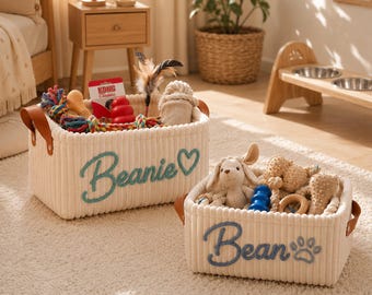 Cesto portaoggetti personalizzato per animali domestici / Cesto portaoggetti personalizzato per cani e organizer per giocattoli per animali domestici, regali per amanti degli animali