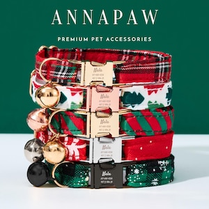 Personligt grönt julhalsband för katt, handgjort kattkoppel för julklappar, perfekt julhalsband för husdjur som familjegåva, present till barn