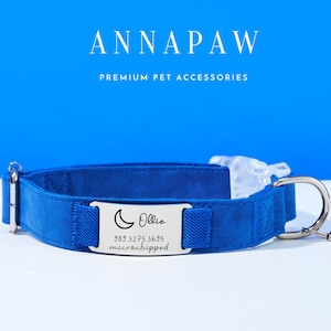 Personalisierte Blau Hundehalsband Leine Set In Leder, Gravierte Abnehmbare Namensschild mit Katzenhalsband als Weihnachtsgeschenk, Luxus Hochzeitsgeschenk für Sie