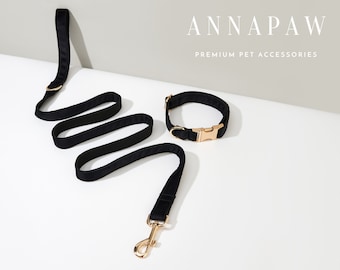 Classic Black Velvet Puppy Collar Leash Set,Personalized Dog Collar Bowtie Set For Birthday Gift,Handmade Engraved Dog Collar Leash Bow