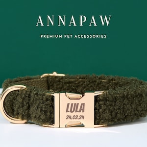 Personalized Green Fleece Fabric Dog Collar Leash Bowtie,Fancy Puppy Harness Leash Set For Birthday Gift,Customized Dog Collar Bowtie DogTag