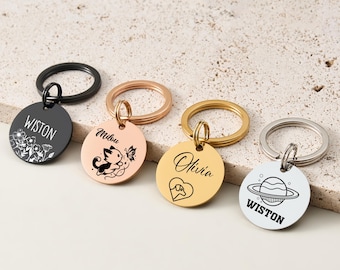 Personalizowana grawerowana zawieszka identyfikacyjna dla zwierzaka, ręcznie robiona obroża identyfikacyjna dla psa, spersonalizowana stal nierdzewna, jako prezent świąteczny dla zwierzaka