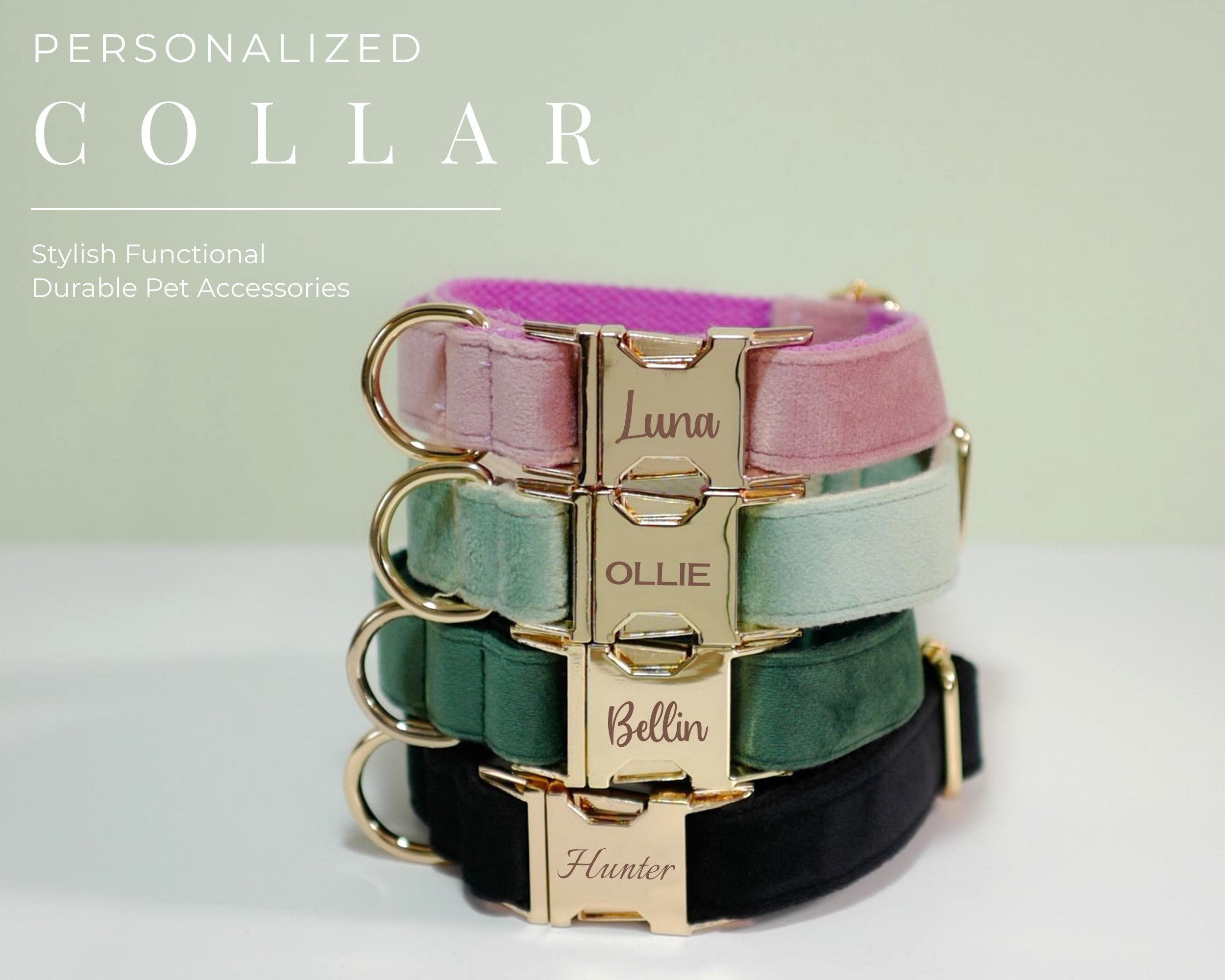 Collare Per Cani Personalizzato Con Motivo Floreale Rosa E - Foto 5