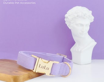 Personalisiertes Hundehalsband und Leine Fliege Set, Flieder Hundehalsband, Cord Halsband und Leine, benutzerdefiniertes Halsband für Mädchen Hund, Hochzeit Hundehalsband