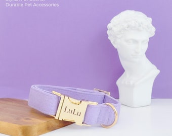 Personalized Dog Collar and Leash Bow tie set, Lilac Dog Collar, Corduroy Collar and Lead, Custom Collar for Girl Dog, Wedding Dog Collar