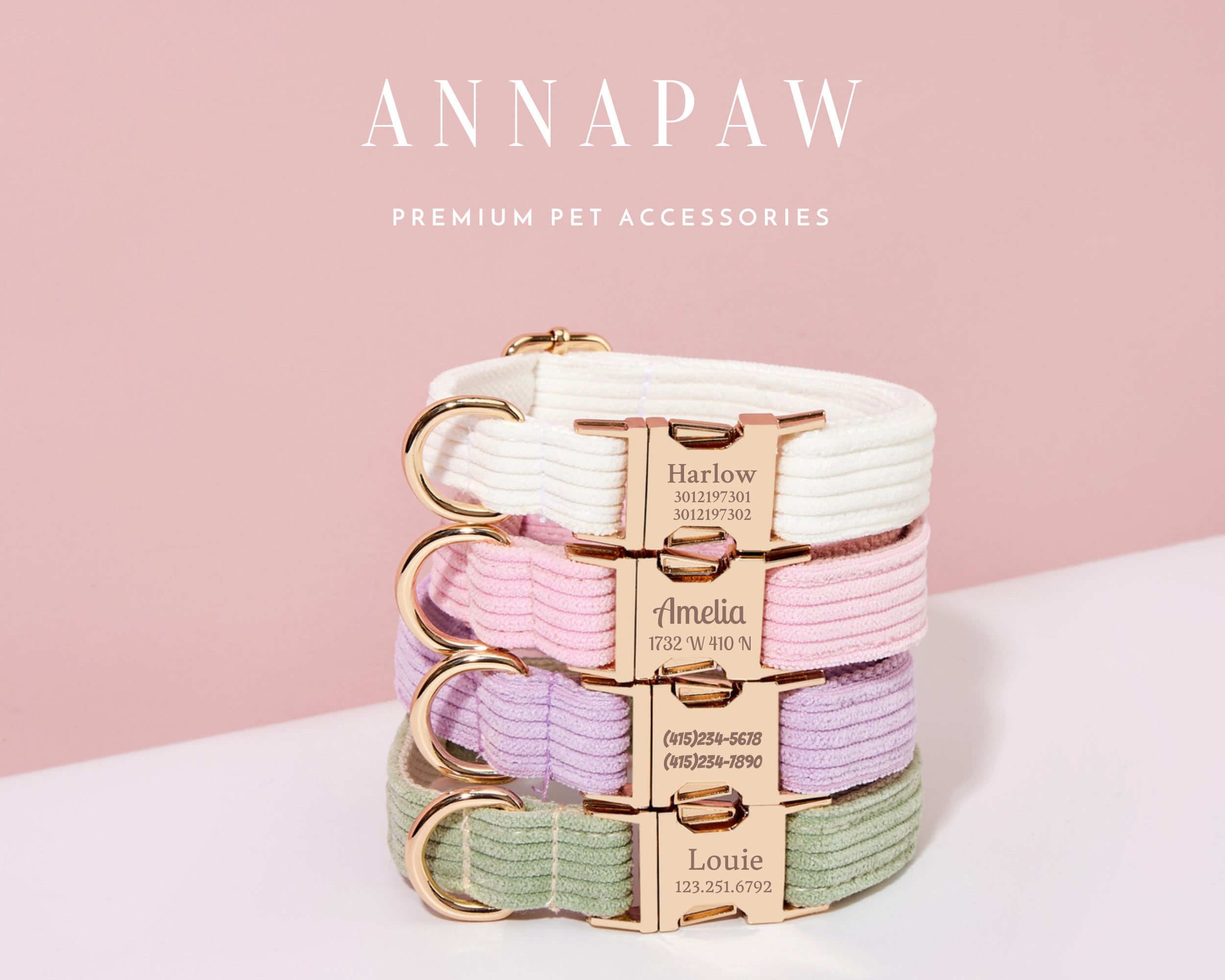 Soft Corduroy Dog Collar with Personalized Tag, Puppy Dog Lead Collar with Bow, Collar for Wedding Gift,Free Engraved Name on Dog Collar