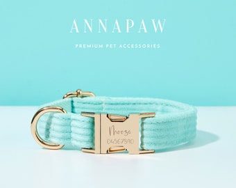 Personalisiertes Hundehalsband, Fliege, Aqua Cord Hundehalsband mit Schleife, Halsband für Hochzeitsgeschenk, kostenloser Name eingraviert auf Welpenhalsband