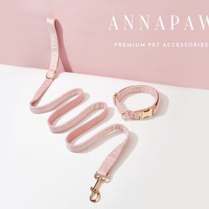 Fancy Baby Pink Velvet Puppy Collar Leash Set,Personalized Dog Collar Bowtie Set For Birthday Gift,Handmade Engraved Dog Collar Leash Bow