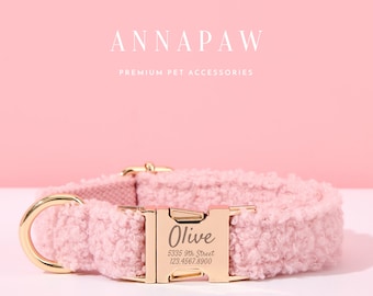 Personalisierte Rosa Fleece-Stoff-Hundehalsband Leine Fliege, luxuriöse Welpen Harness Leine Set für Geburtstagsgeschenk, maßgeschneiderte Hundehalsband DogTag