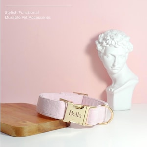 Personalized Dog Collar and Leash Bow tie set, Pink Dog Collar, Corduroy Collar and Lead, Custom Collar for Girl Dog, Wedding Dog Collar