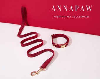 Personalisiertes Cord Welpe Halsband Fliege Set, Fancy Hundehalsband mit Schleife, Halsband für Hochzeitsgeschenk, kostenloser gravierter Name auf Hundehalsband