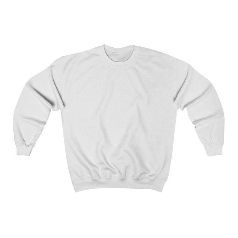 May include: A white crew neck sweatshirt with long sleeves.