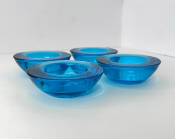 Crate and Barrel Blue Block Tea Lights, Set of 2, Recycled  display picture 1