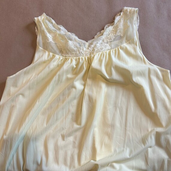Vintage Yellow Long  Soft Nylon Nightgown Shadowl… - image 9