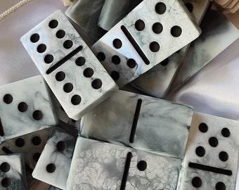 the "Marble Staircase" dominoes (made to order), resin domino set