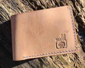 Handmade Leather Bifold Wallet/ Full Grain Natural Veg Tan Leather/ Personalized Wallet/ Wedding Gift/ Birthday Gift