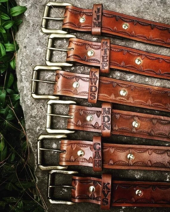 Handmade Leather Belt/ Personalized Leather Belt/ Hand Tooled Leather Belt