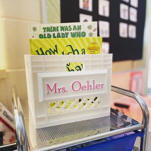 Mini personalized crate for classroom, house, bedroom, child&#39;s room, child&#39;s playroom, garage, craft room, kitchen, office, etc.
